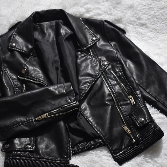 Black Leather Biker Jacket - Picture 1 of 4